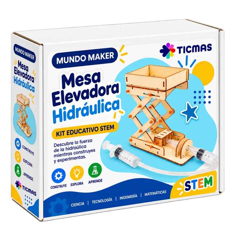 Caja del kit Mesa Elevadora Hidráulica de Mundo Maker